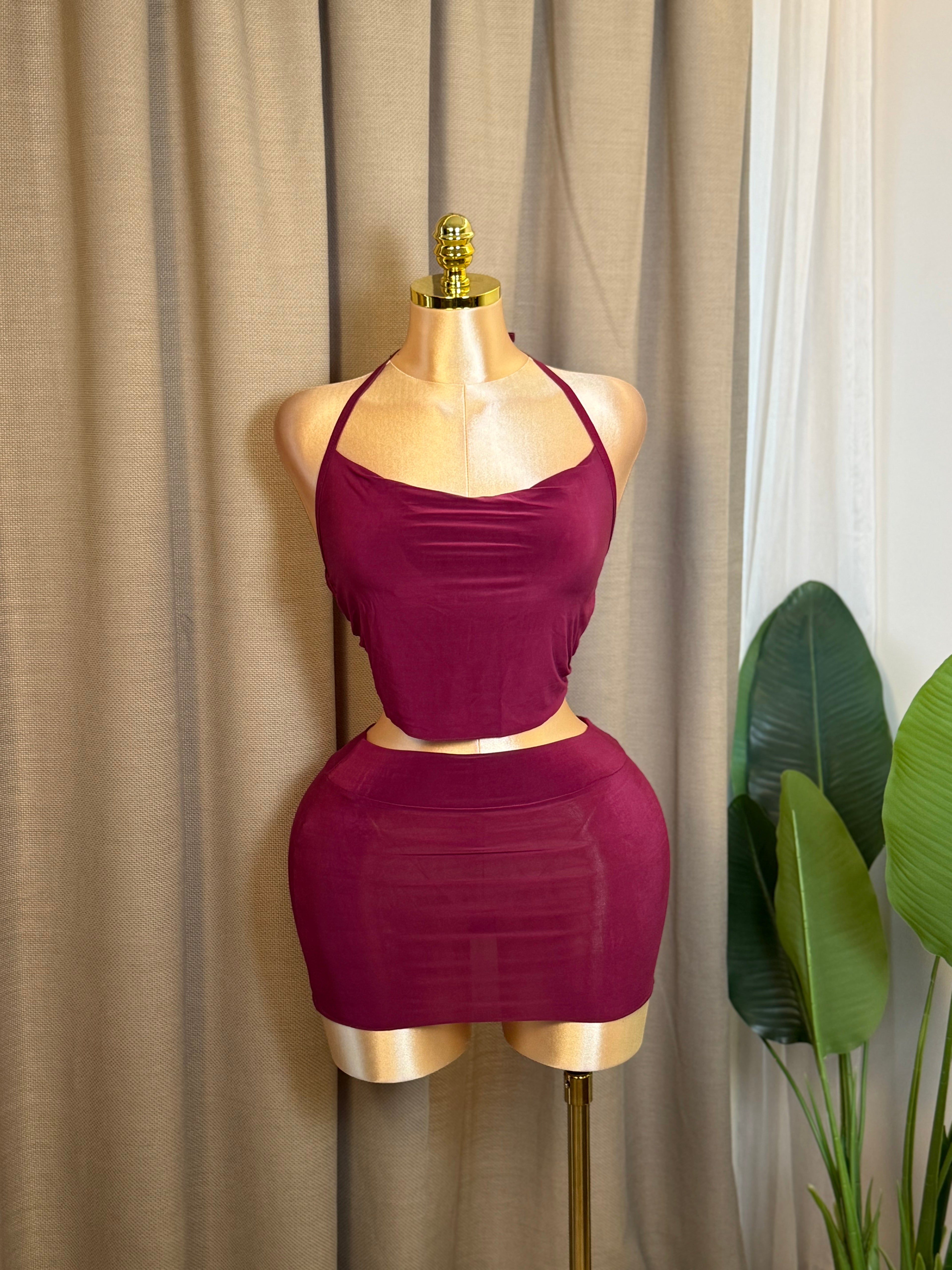 Backless Ruched Two-Piece