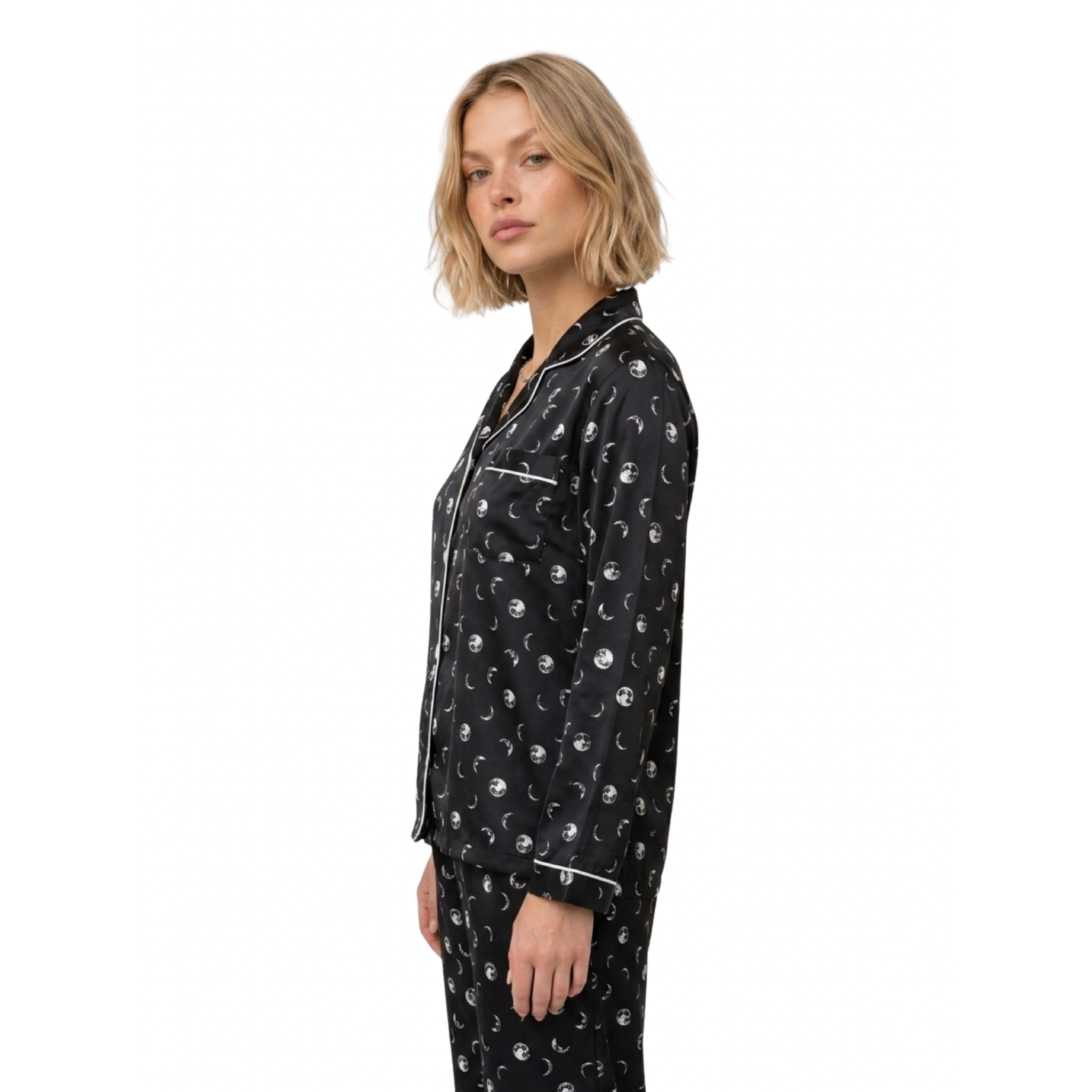 Moon Long Sleeve Satin Pajama