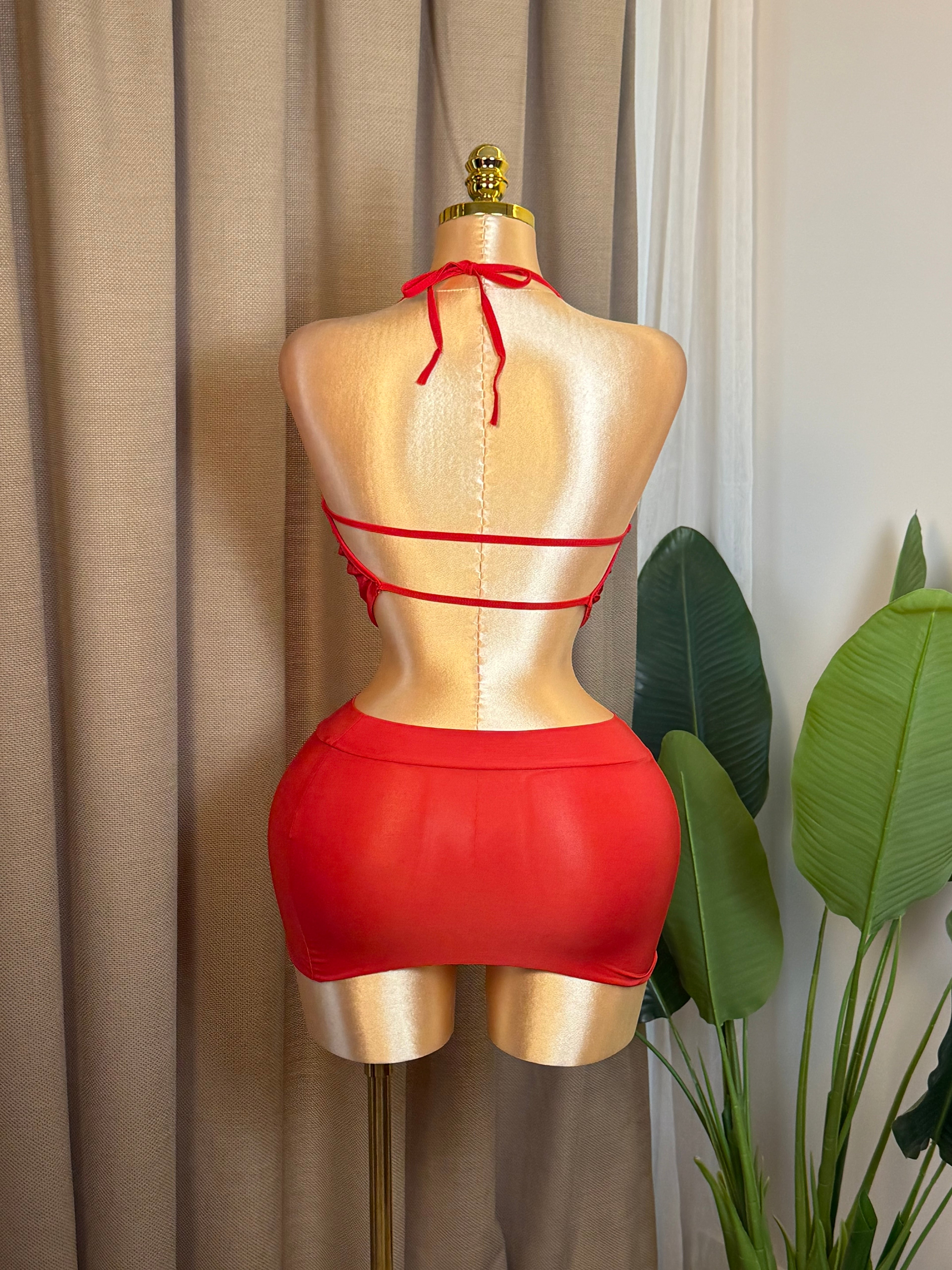 Backless Ruched Two-Piece