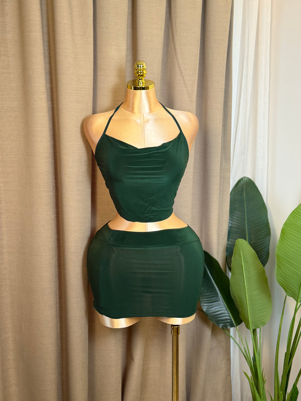 Backless Ruched Two-Piece