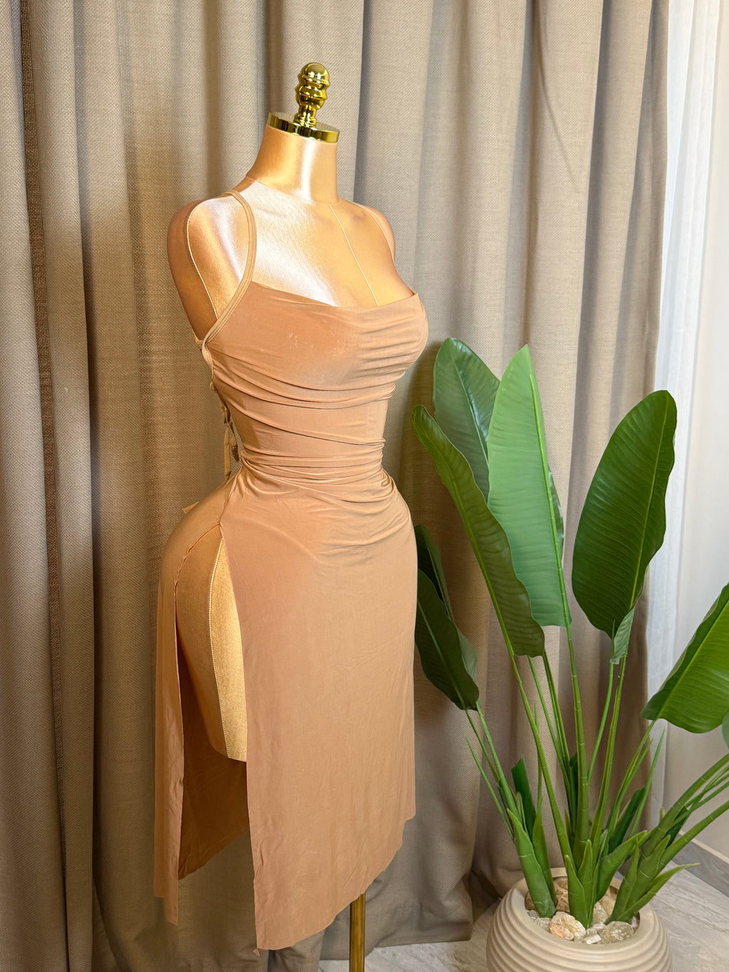 Side-Slit Crisscross Dress