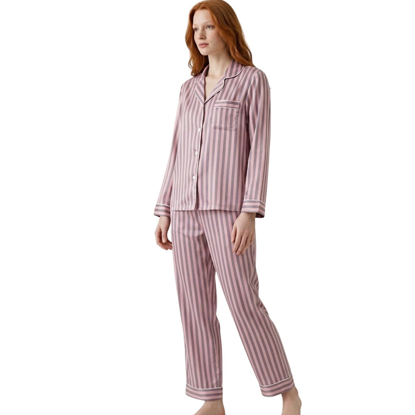Soft Lines Satin Pajama Set