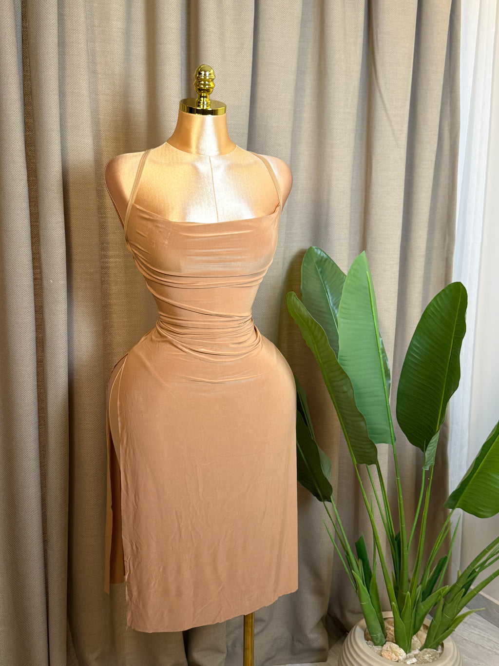 Side-Slit Crisscross Dress