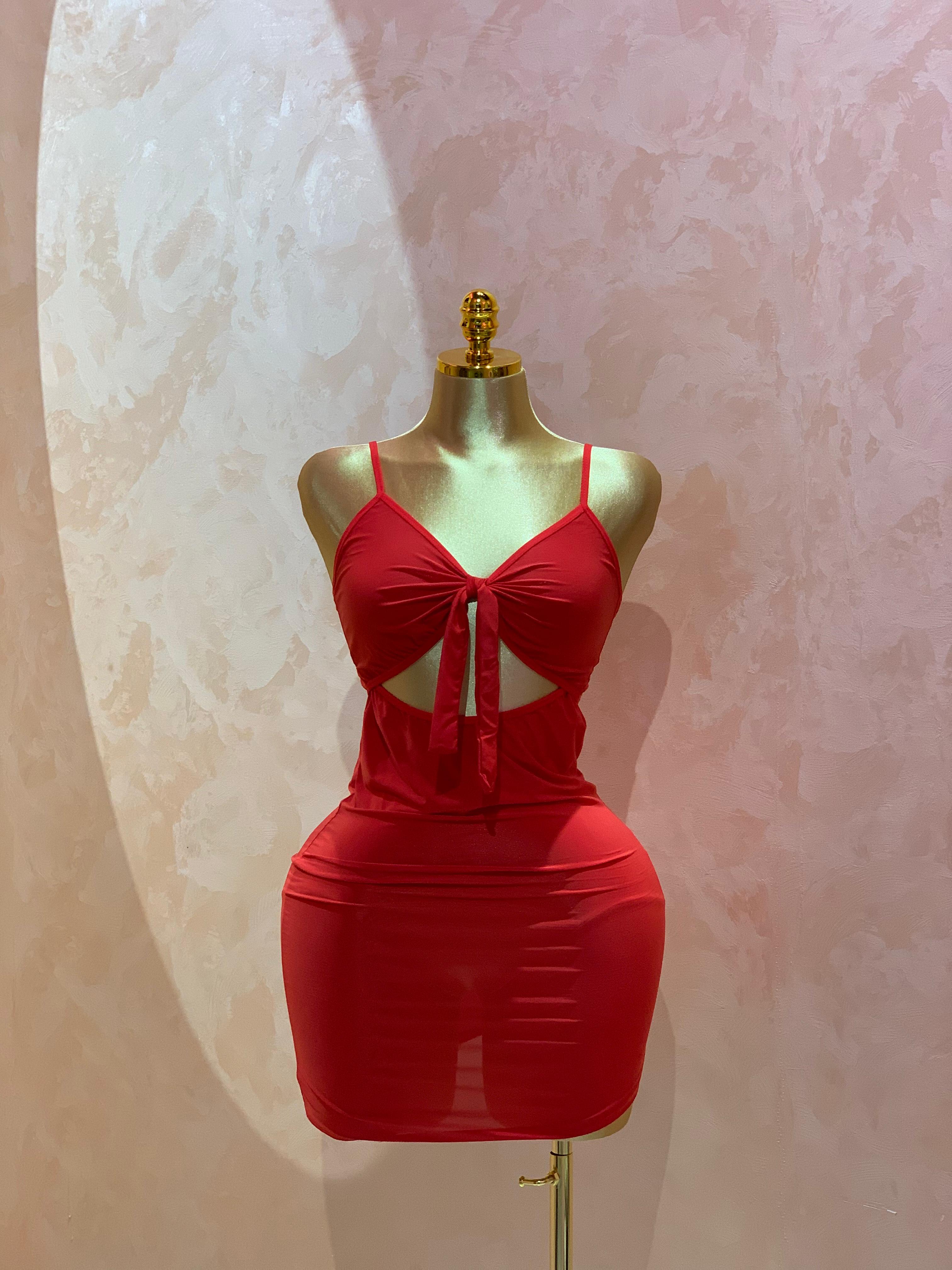 Front-Tie Cutout Mini Dress