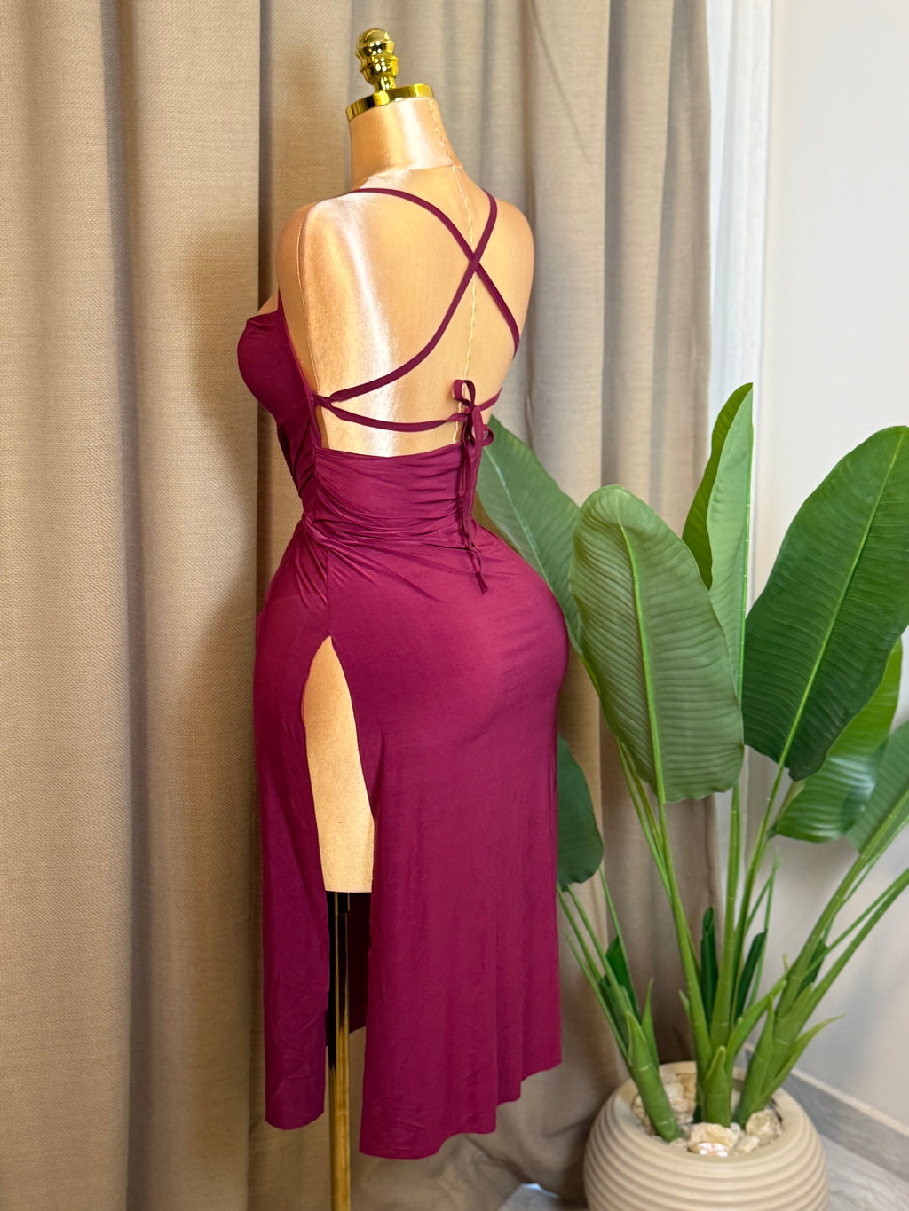 Side-Slit Crisscross Dress