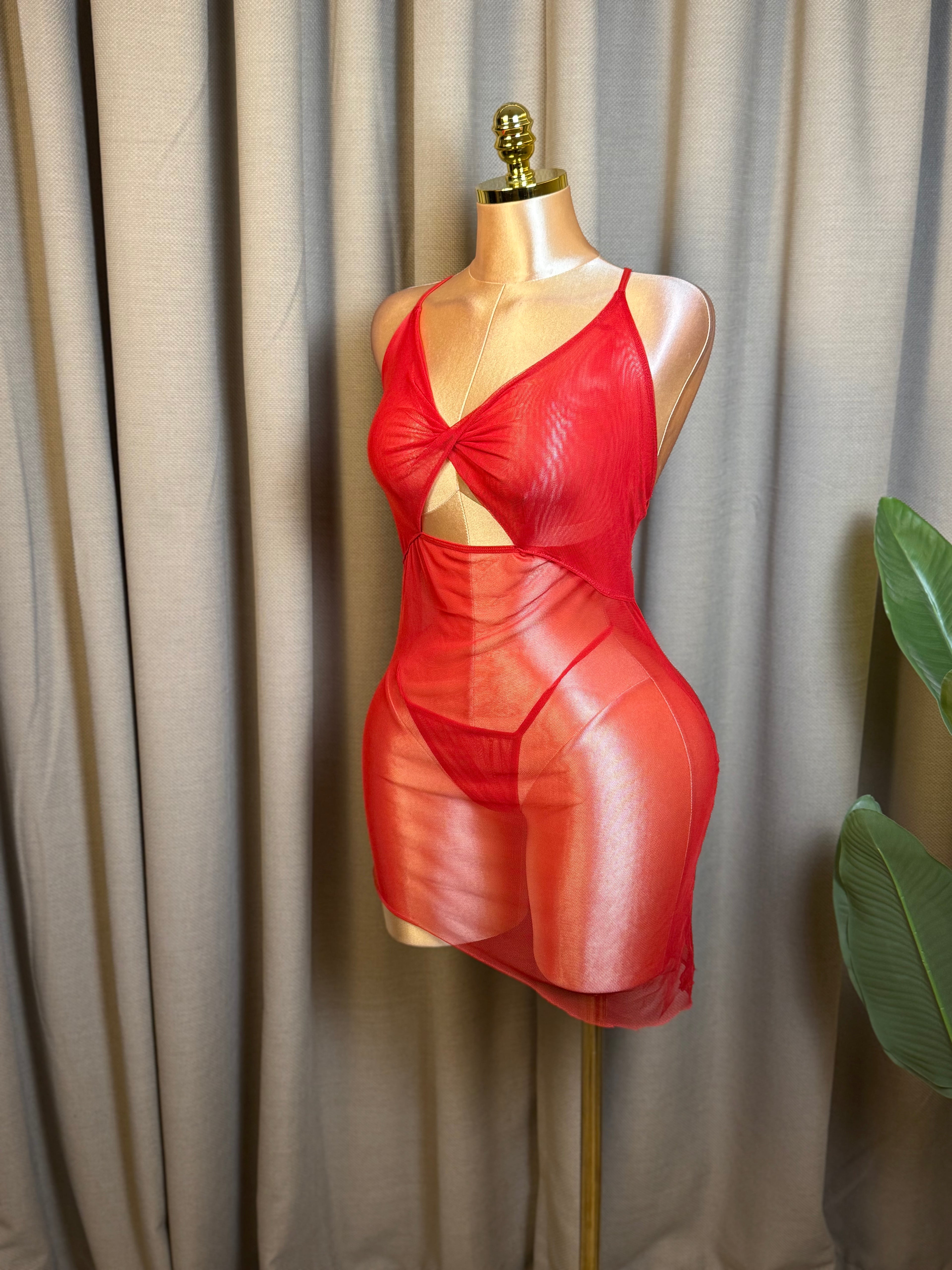Twisted Cutout Mesh Slip