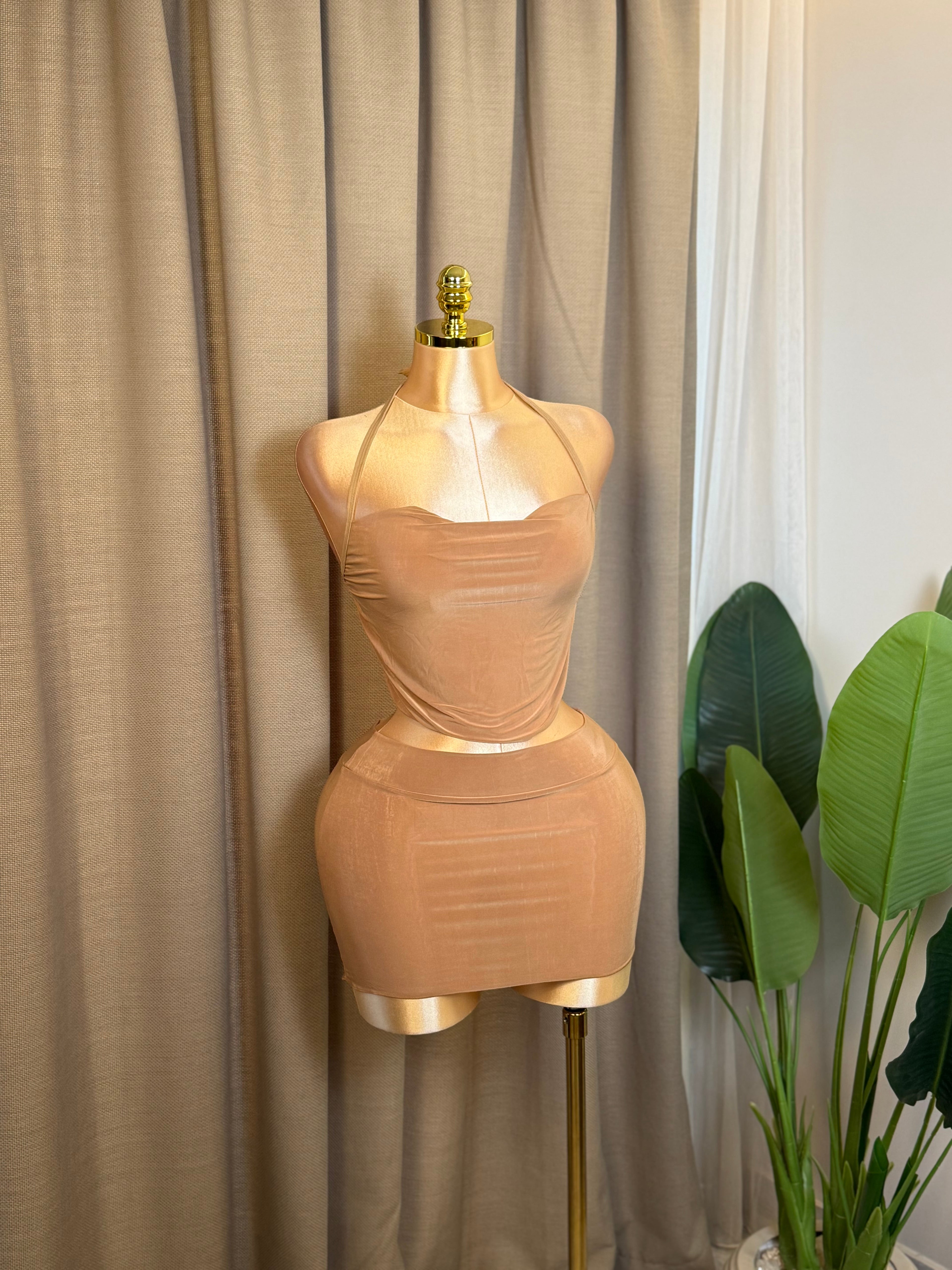 Backless Ruched Two-Piece