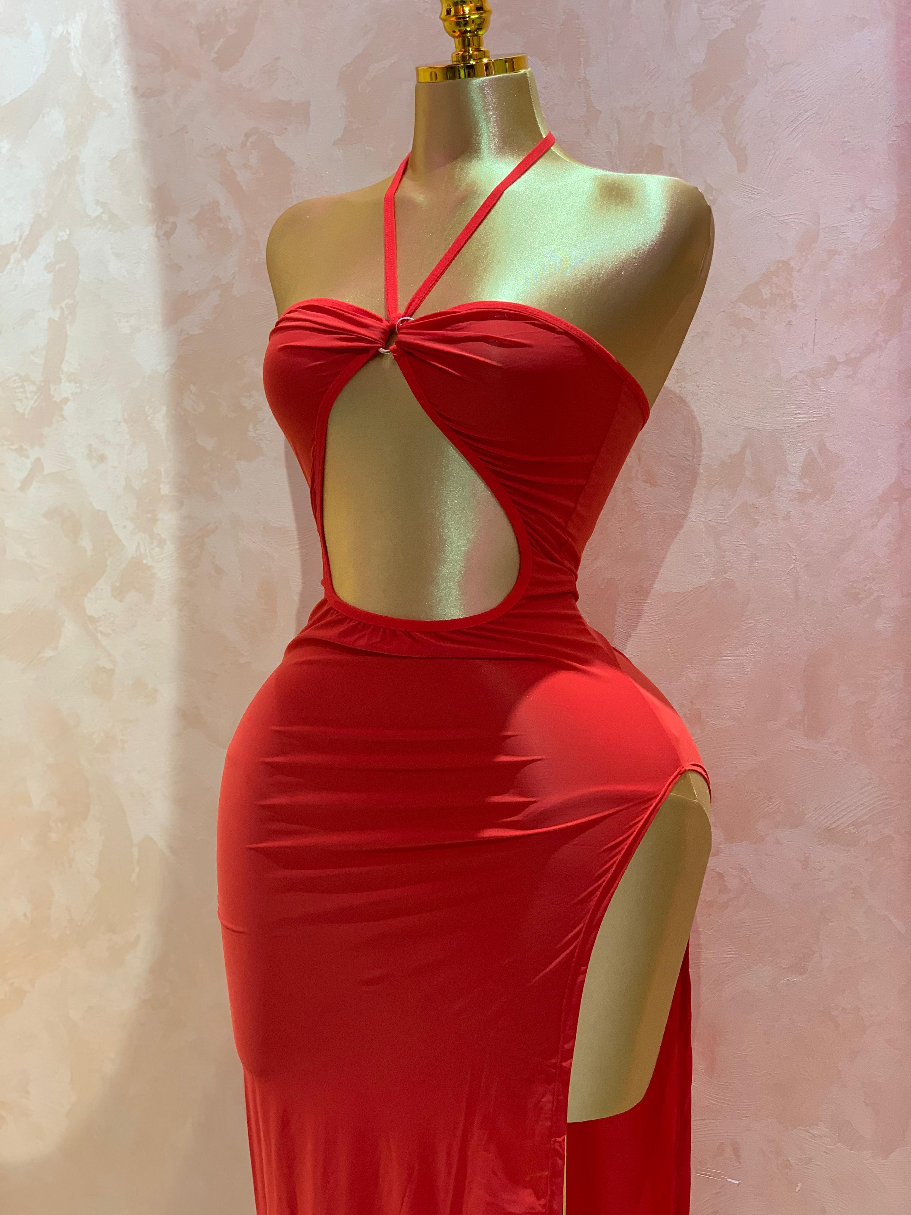 Cut-Out High-Slit Maxi Dress