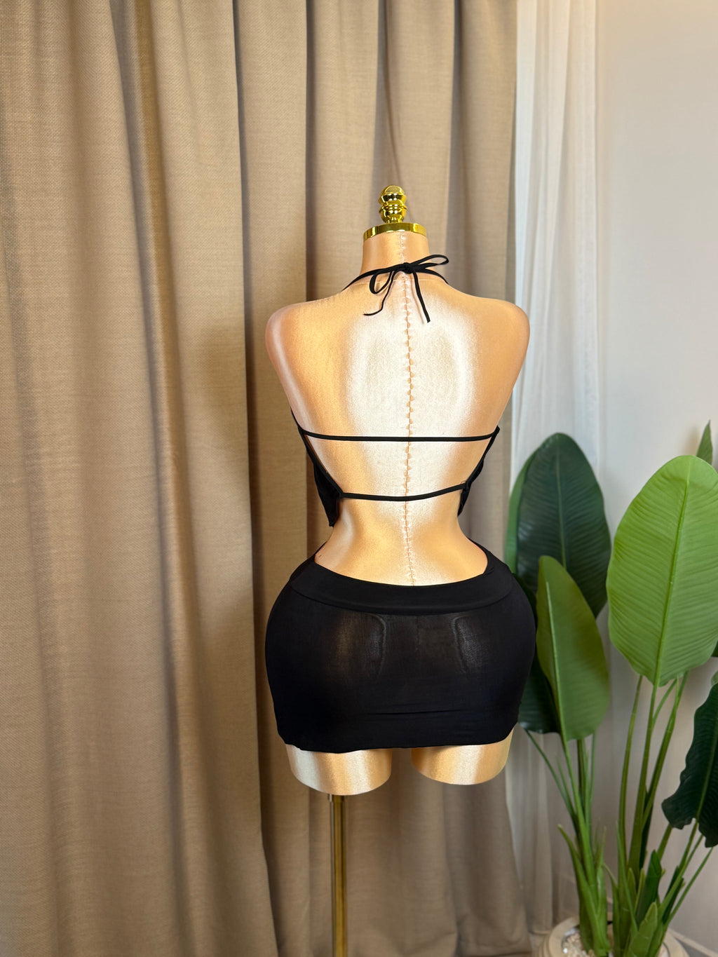 Backless Ruched Two-Piece