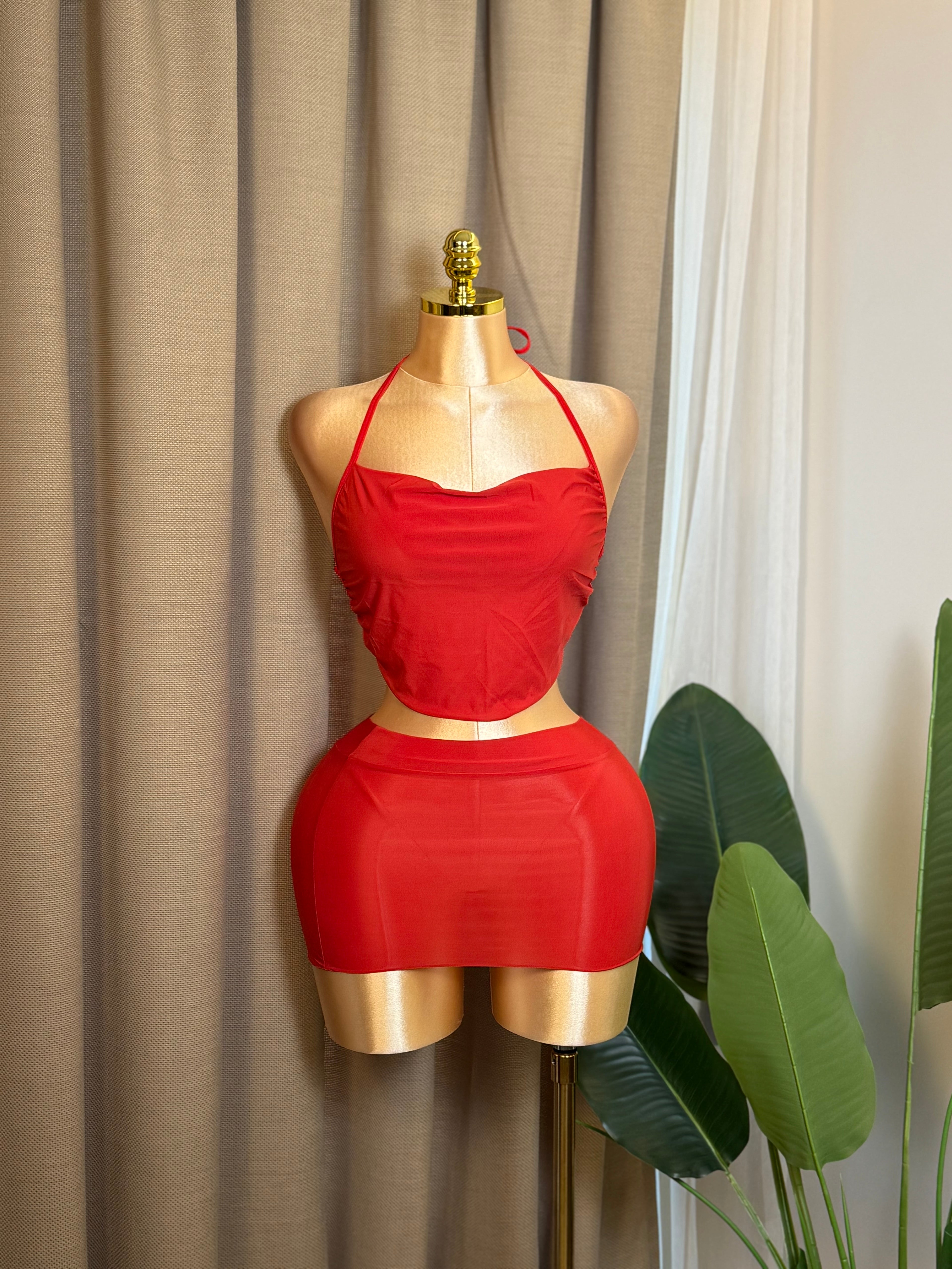 Backless Ruched Two-Piece