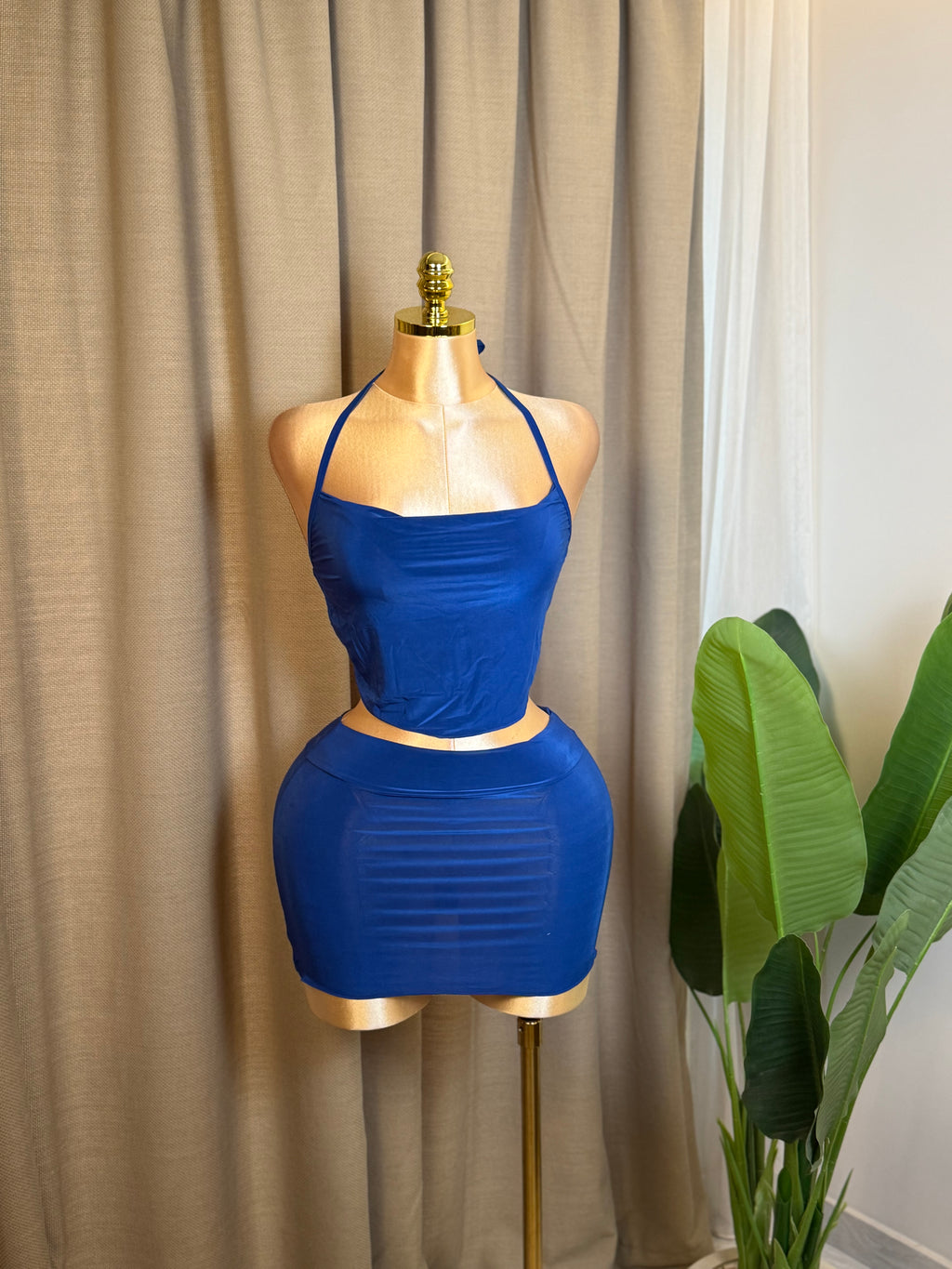 Backless Ruched Two-Piece