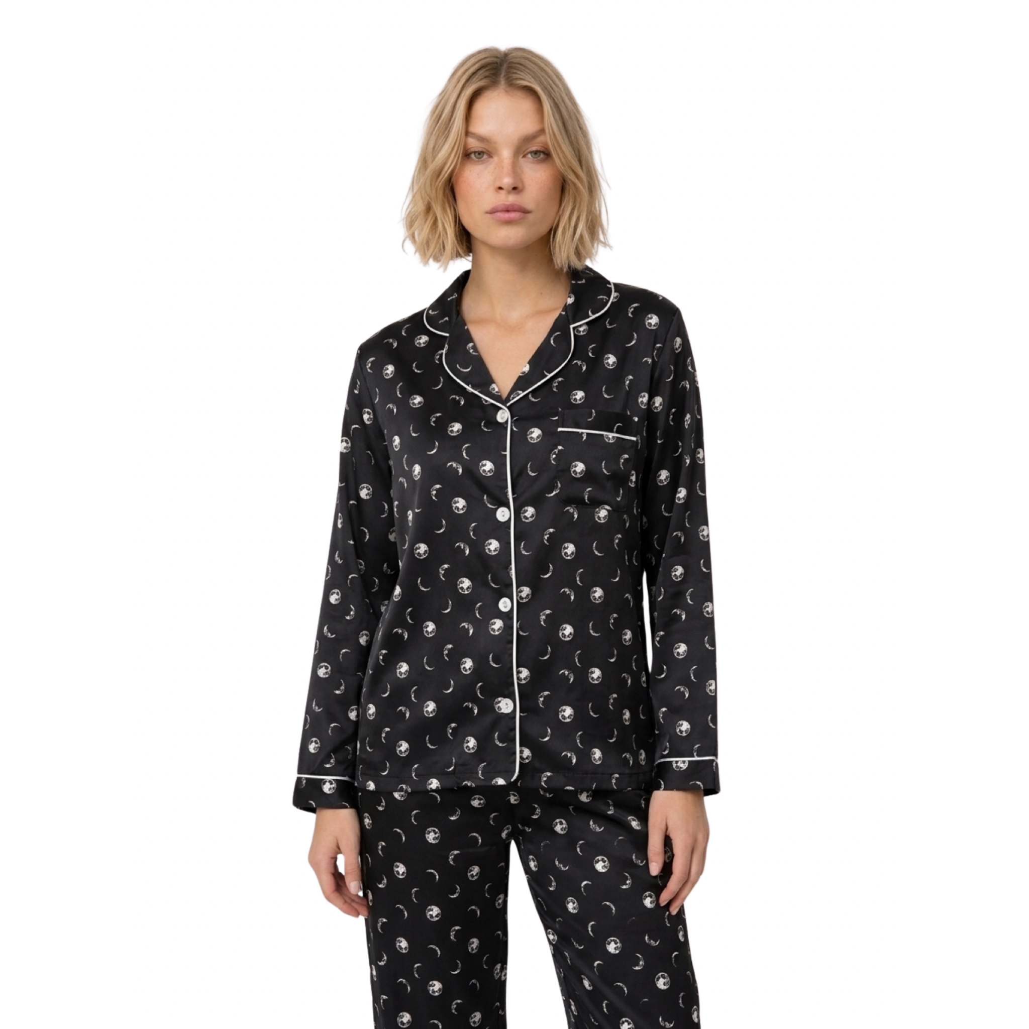 Moon Long Sleeve Satin Pajama