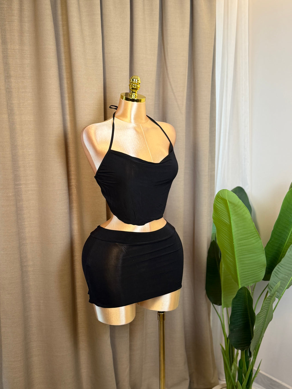Backless Ruched Two-Piece