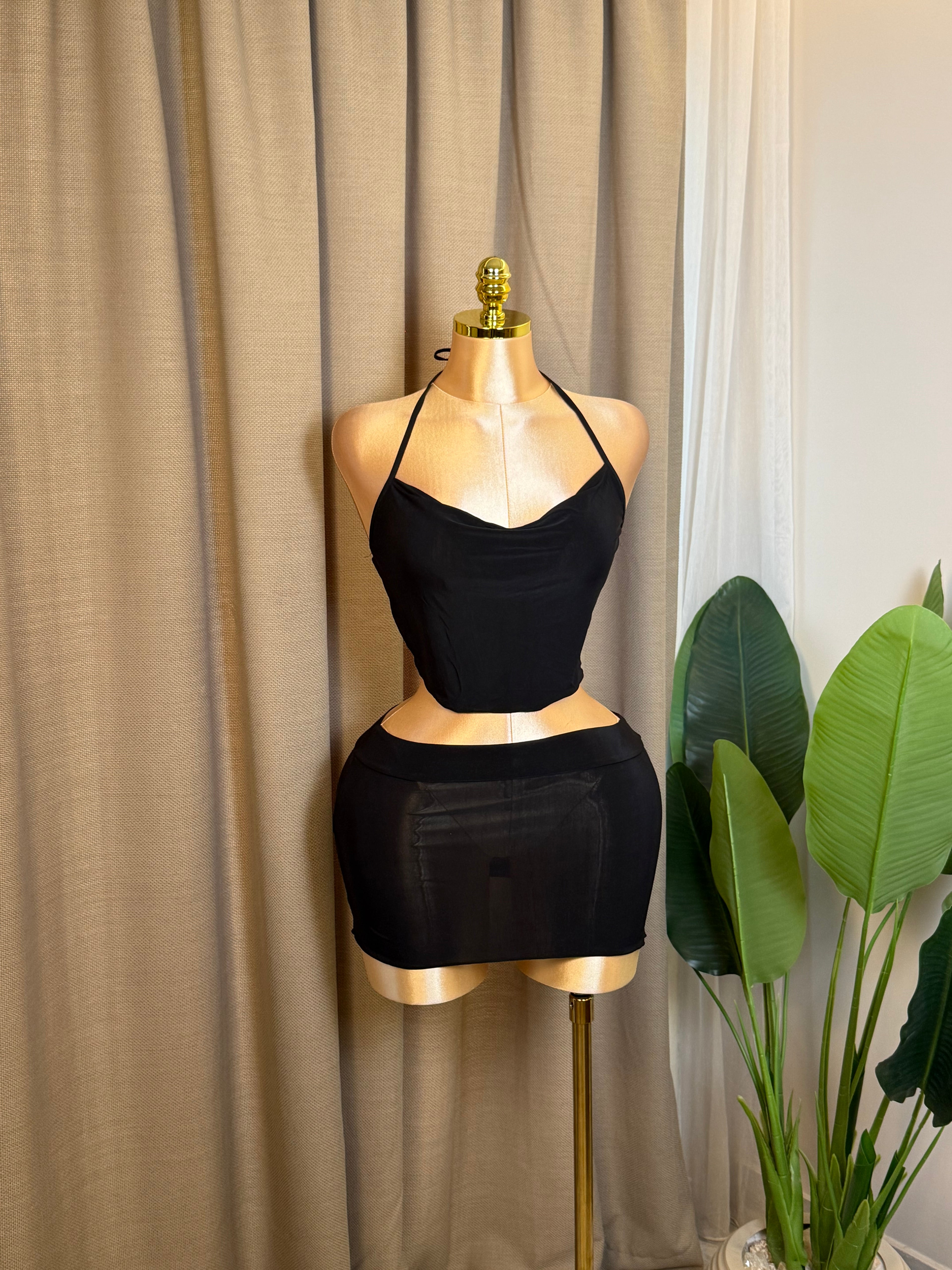 Backless Ruched Two-Piece
