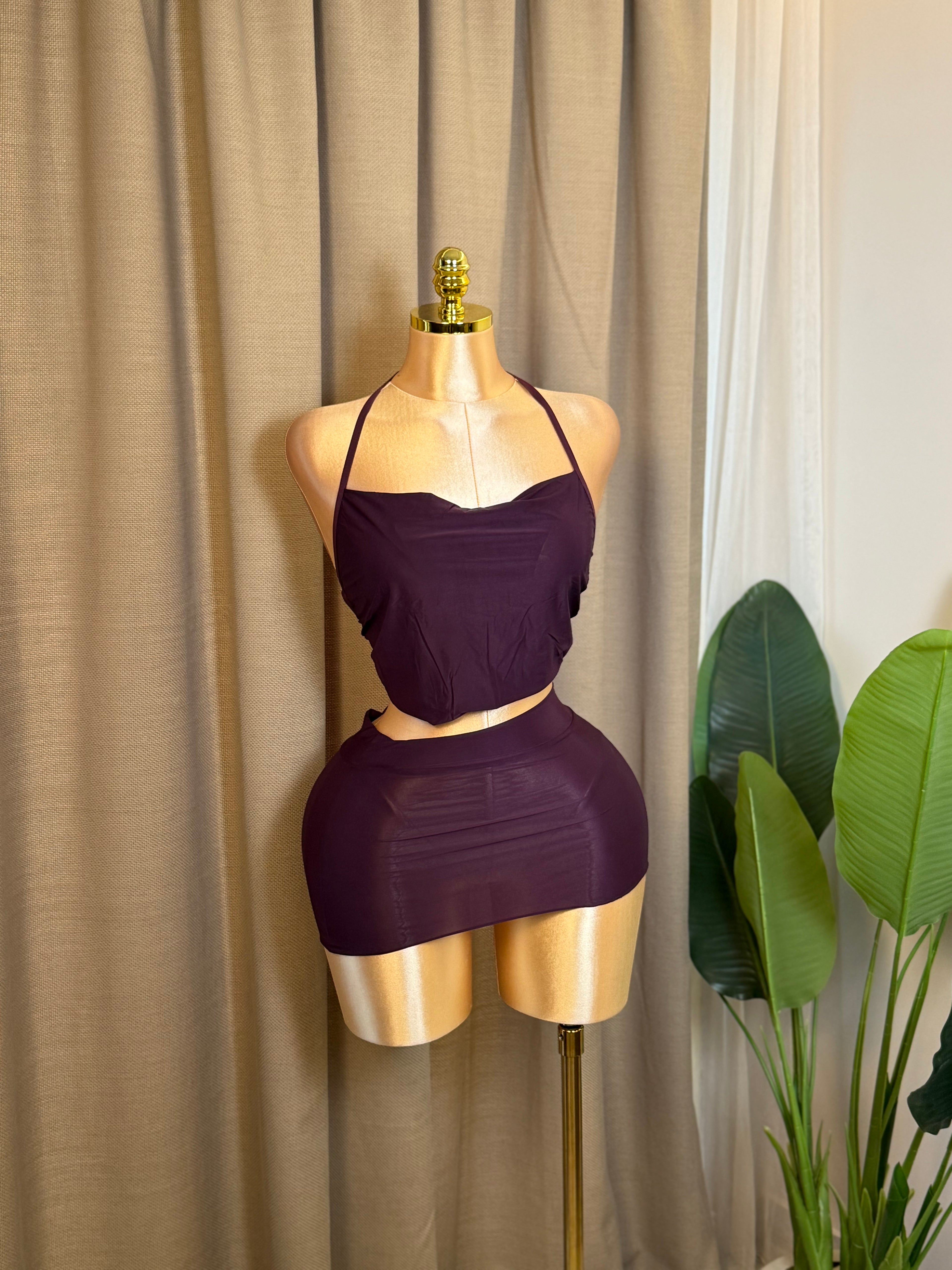 Backless Ruched Two-Piece