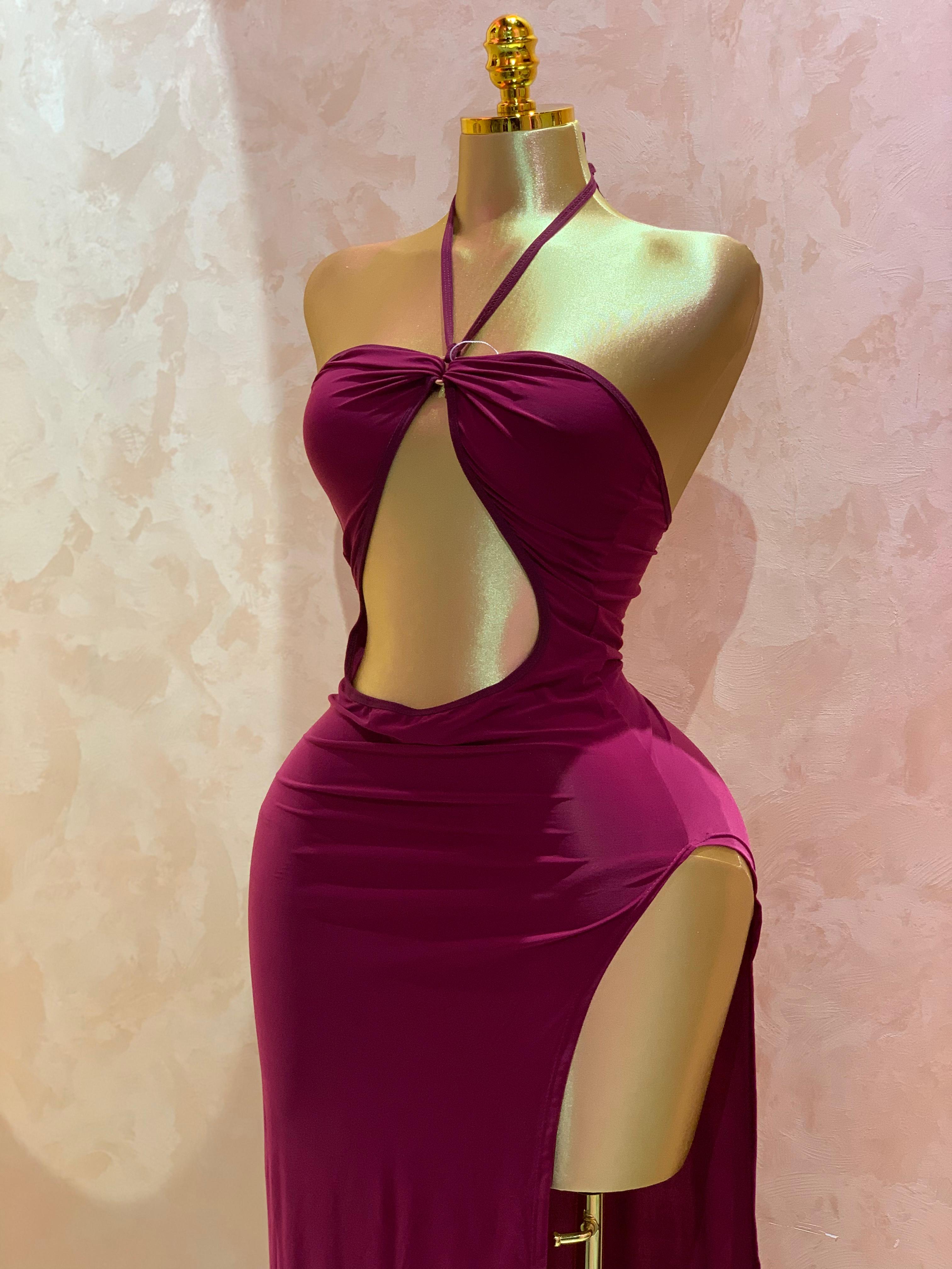Cut-Out High-Slit Maxi Dress