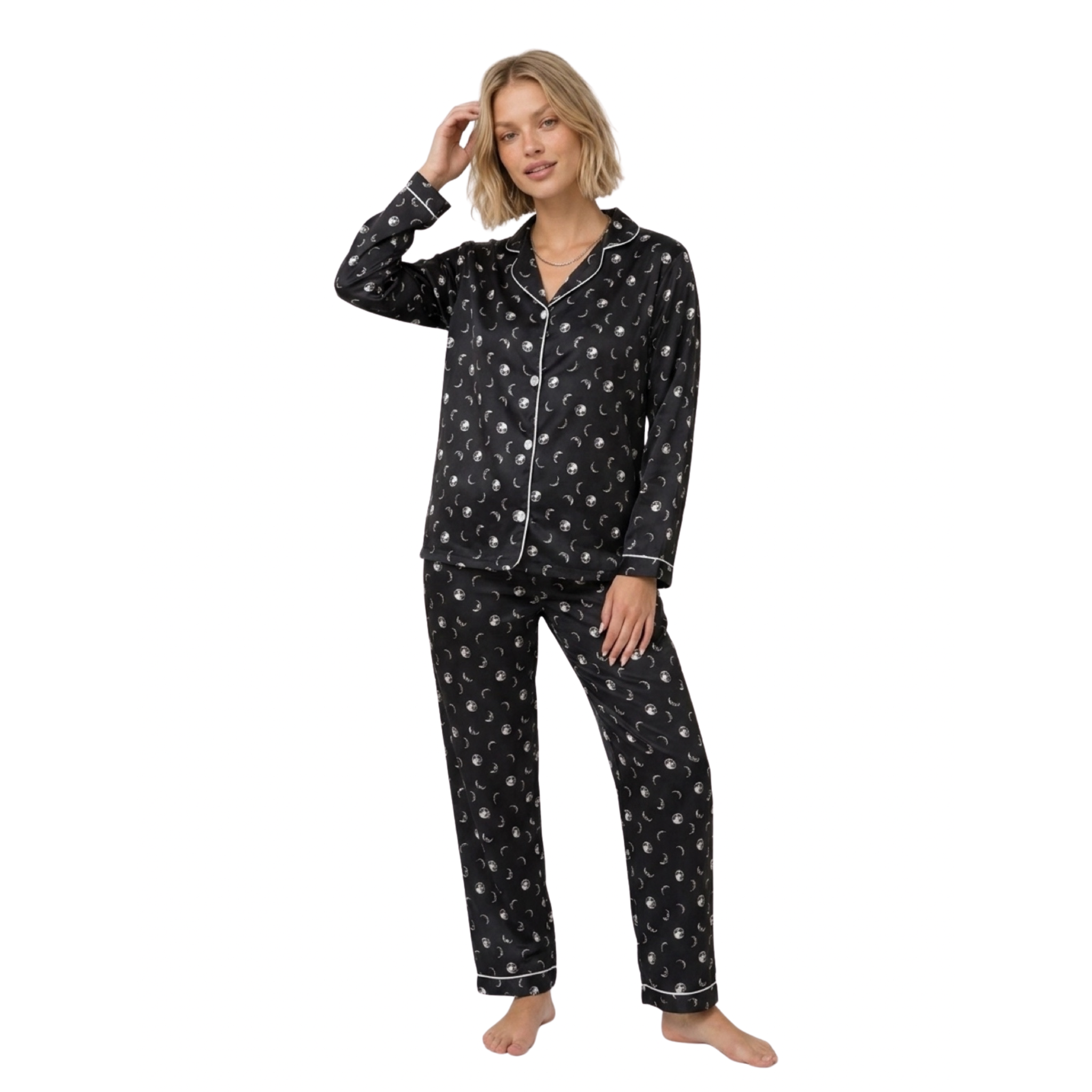Moon Long Sleeve Satin Pajama