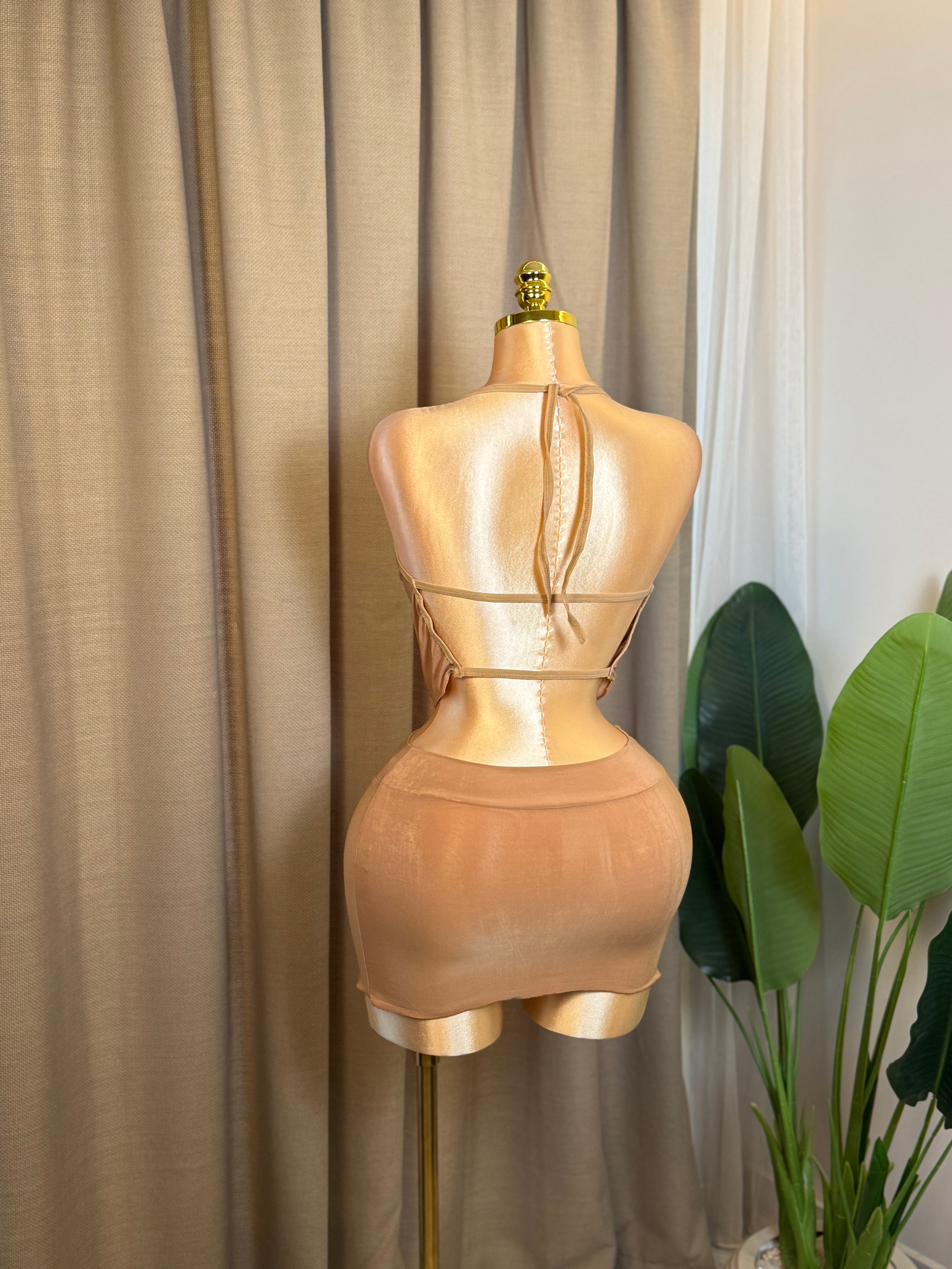 Backless Ruched Two-Piece