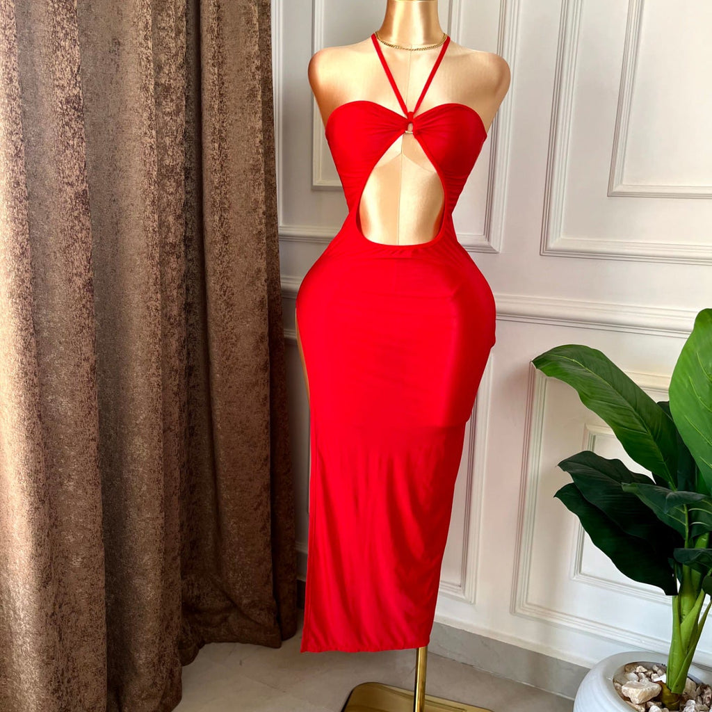 Cut-Out High-Slit Maxi Dress