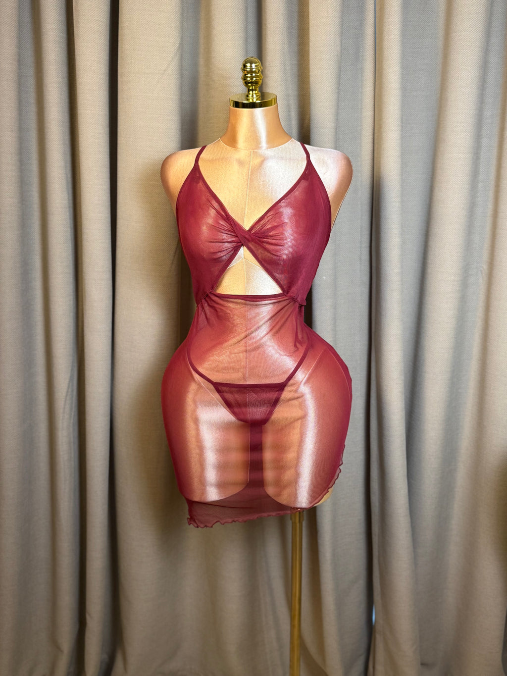 Twisted Cutout Mesh Slip