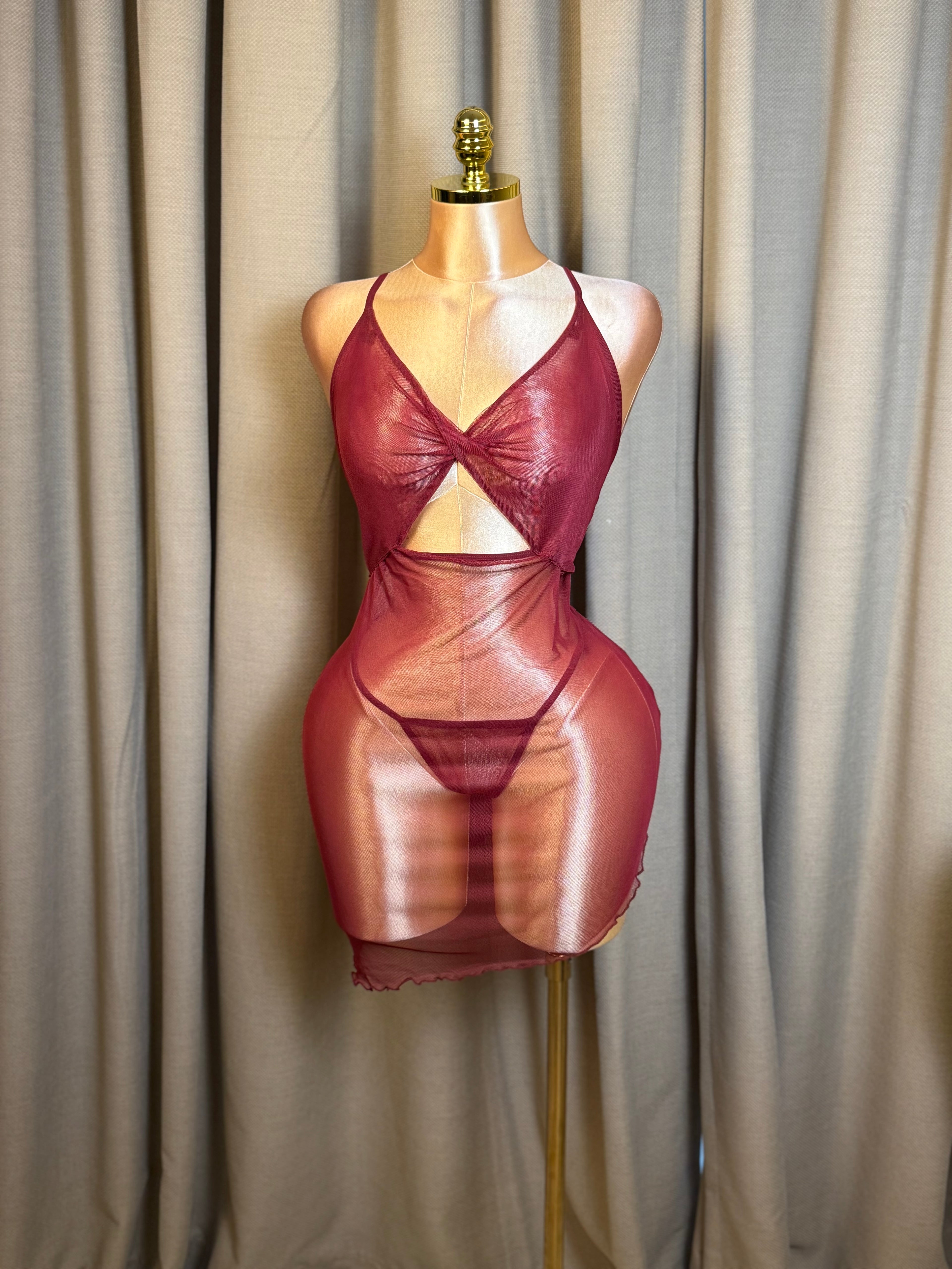 Twisted Cutout Mesh Slip